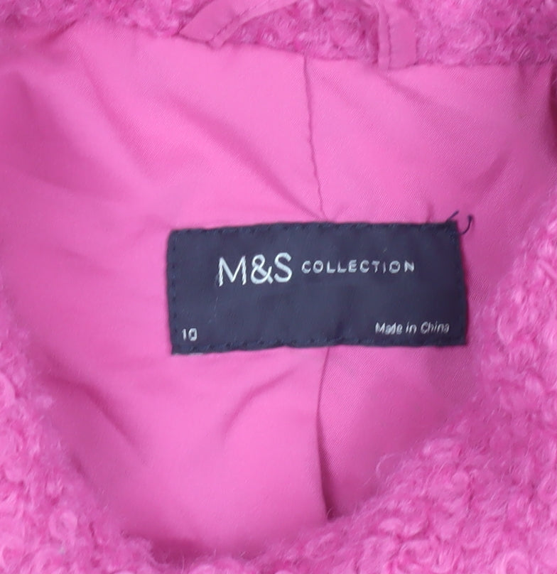 Marks & Spencer Women's Pink Wool Blend Coat Size 10