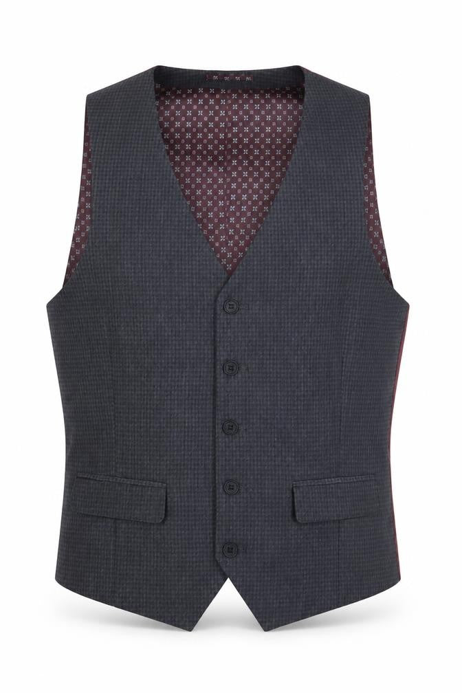 Fellini Men's Grey Geometric Waistcoat 40S