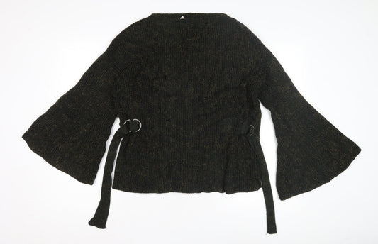 Mango Women's Black Bell Sleeve Jumper, Size 12