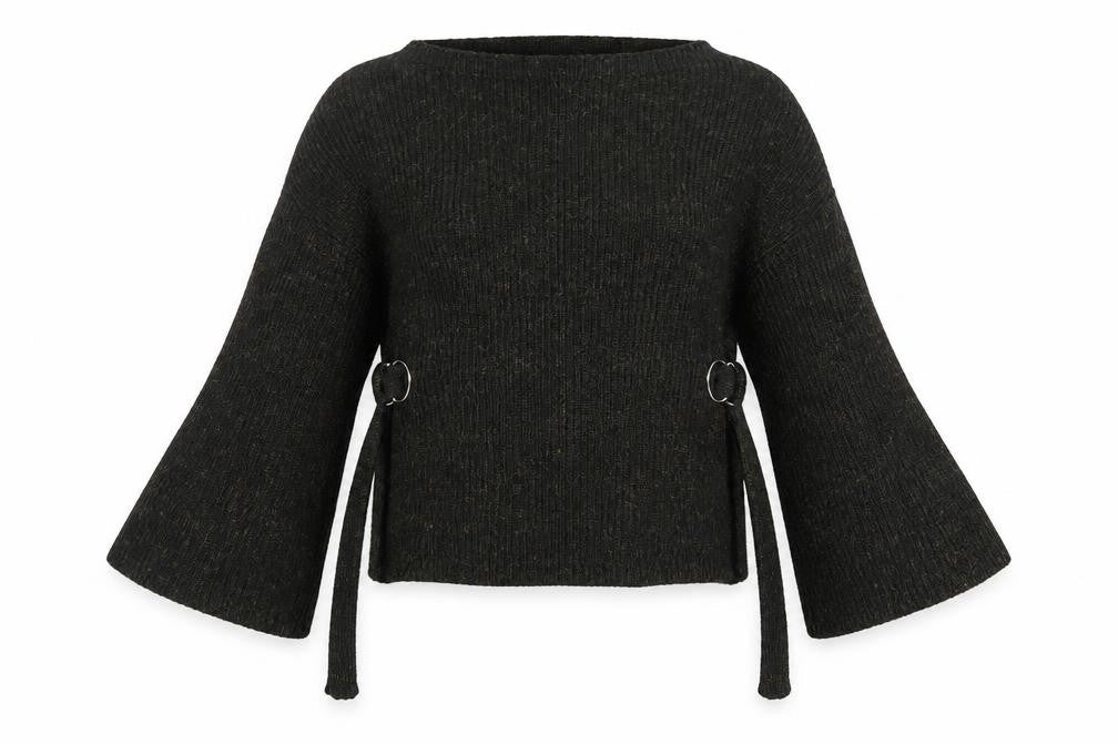 Mango Women's Black Bell Sleeve Jumper, Size 12