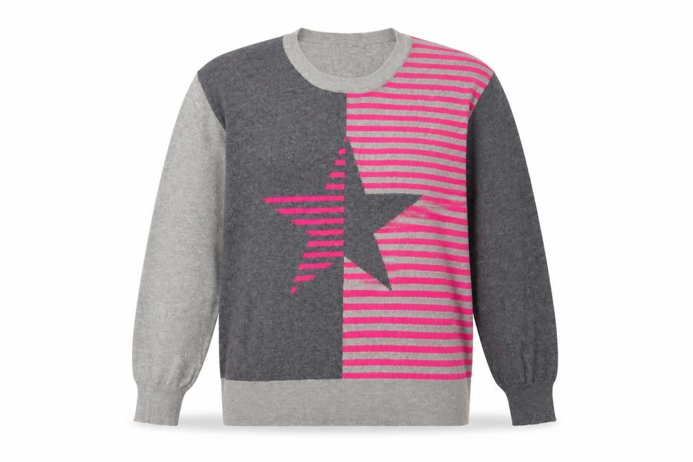 Pebble Bay Women's Grey L Striped Pullover Jumper