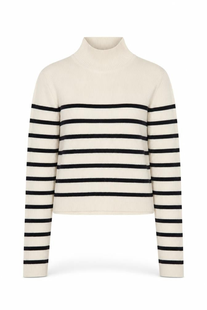 Pull & Bear Women's Ivory Black Stripe Pullover Jumper M