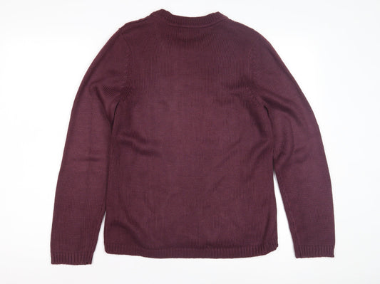 Bm Women's Purple Cable-Knit Jumper, Size S, Crew Neck