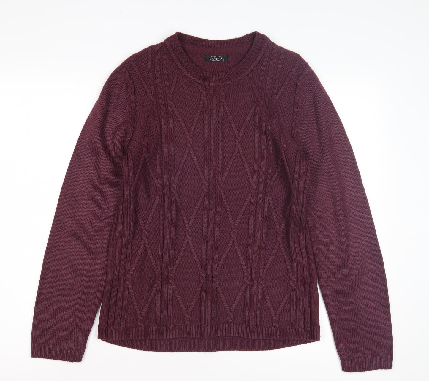 Bm Women's Purple Cable-Knit Jumper, Size S, Crew Neck