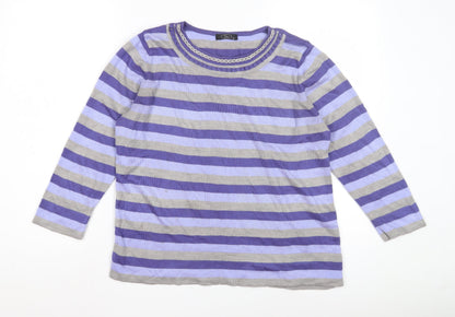 Bonmarché Women's Purple Striped Pullover Jumper M