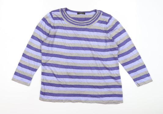 Bm Women's Purple Striped Pullover Jumper M