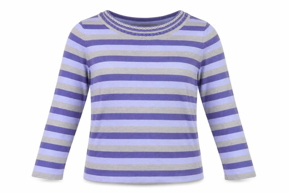 Bonmarché Women's Purple Striped Pullover Jumper M