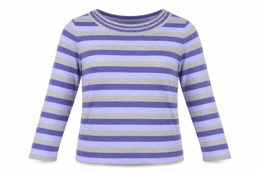 Bonmarché Women's Purple Striped Pullover Jumper M