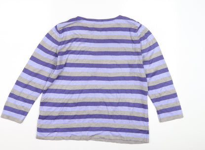 Bonmarché Women's Purple Striped Pullover Jumper M