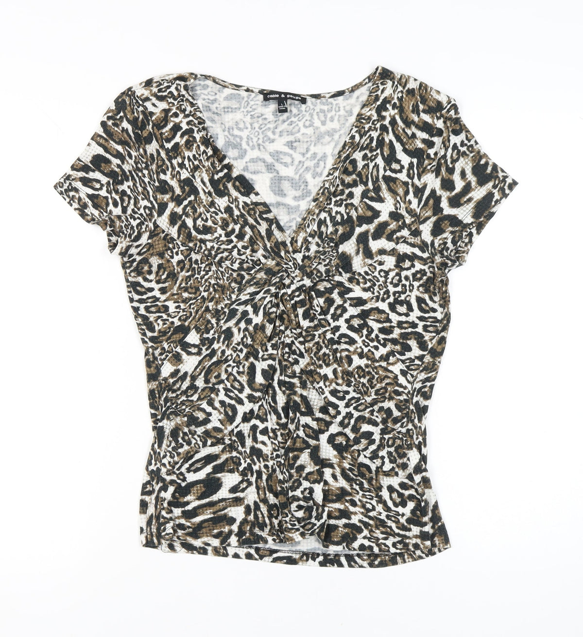 Cable & Gauge Women's Animal Print V-Neck Tunic Top L