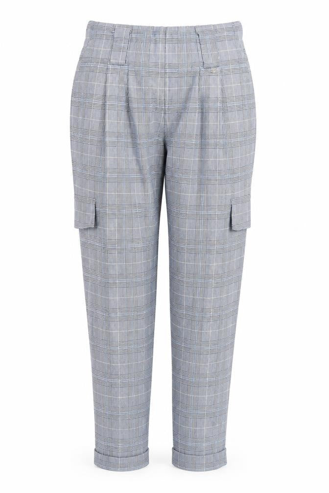 Van Heusen Women Blue Cargo Trousers Size 26 Check