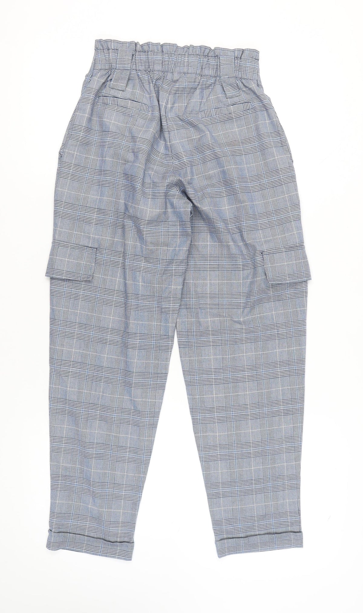 Van Heusen Women Blue Cargo Trousers Size 26 Check