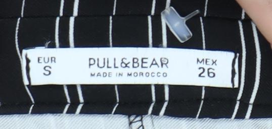 Pull & Bear Women's Black Striped Paperbag Trousers S