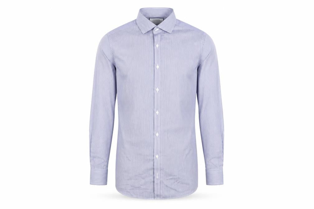 Charles Tyrwhitt Men's Blue Extra-Slim Long Sleeve Shirt