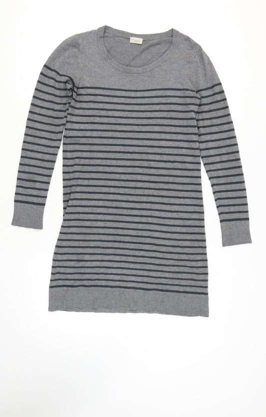 BON'A PARTE Women's Grey Striped Jumper Dress S