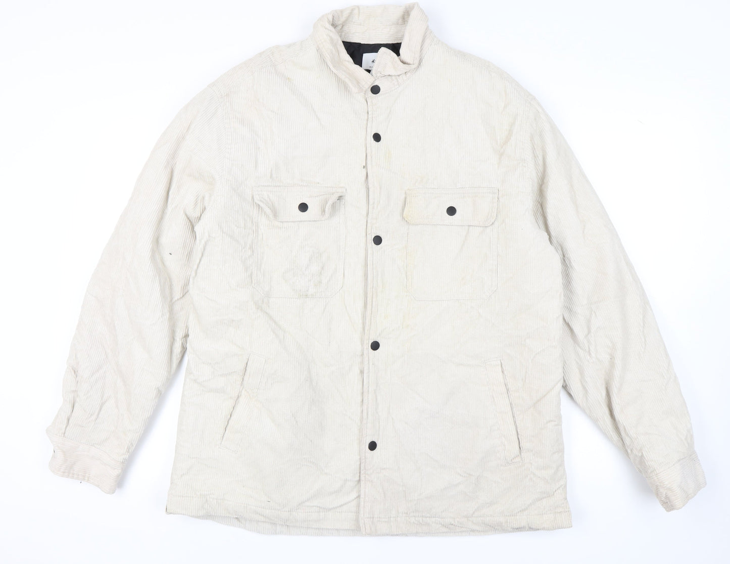 H&M Men's Beige XL Relaxed Basic Corduroy Jacket