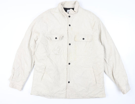 H&M Men's Beige XL Relaxed Basic Corduroy Jacket