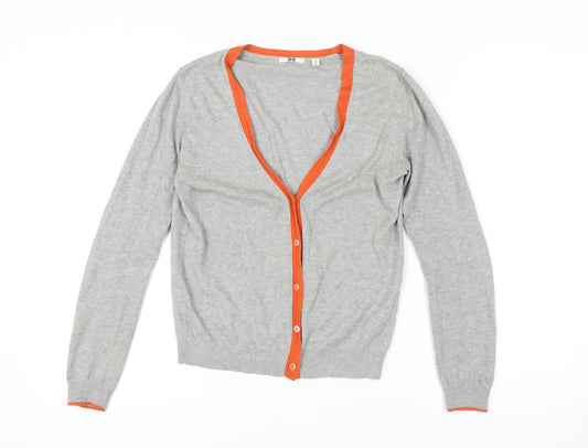 UNIQLO Women's Grey Cardigan XS V-Neck Knit Cotton