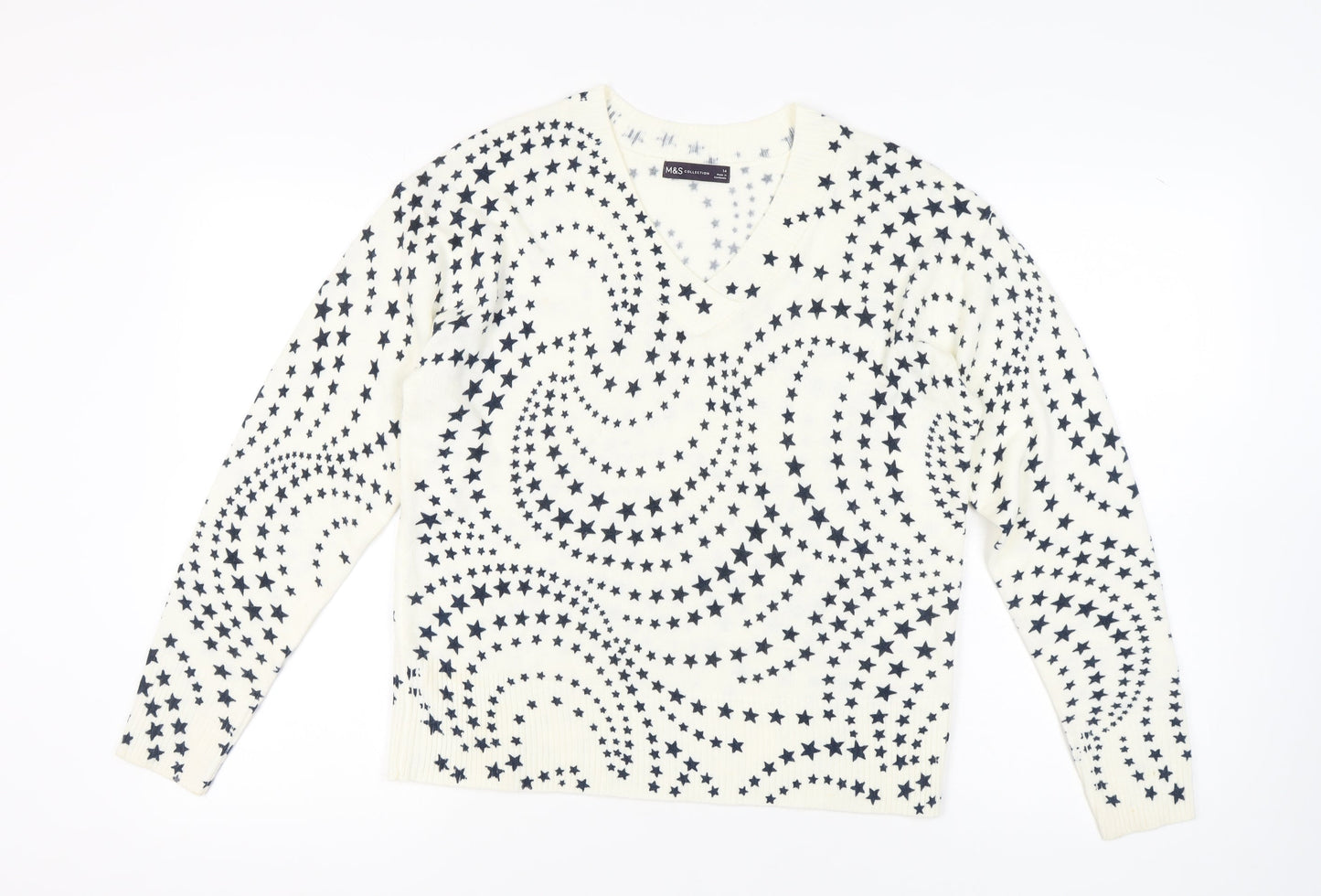 Marks and Spencer Women's Ivory Star Jumper Size 14