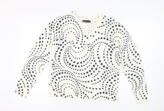 Marks and Spencer Women's Ivory Star Jumper Size 14