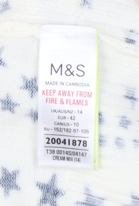 Marks and Spencer Women's Ivory Star Jumper Size 14