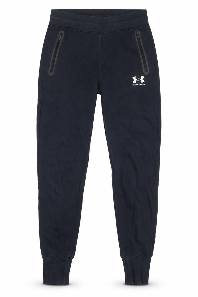 Under Armour Boys Black Joggers XS, Elastic Waist, Zip Pockets