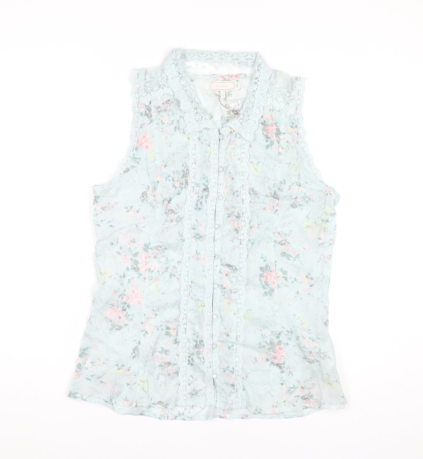 Cream Women's Floral Blouse - Size 12, Multicoloured