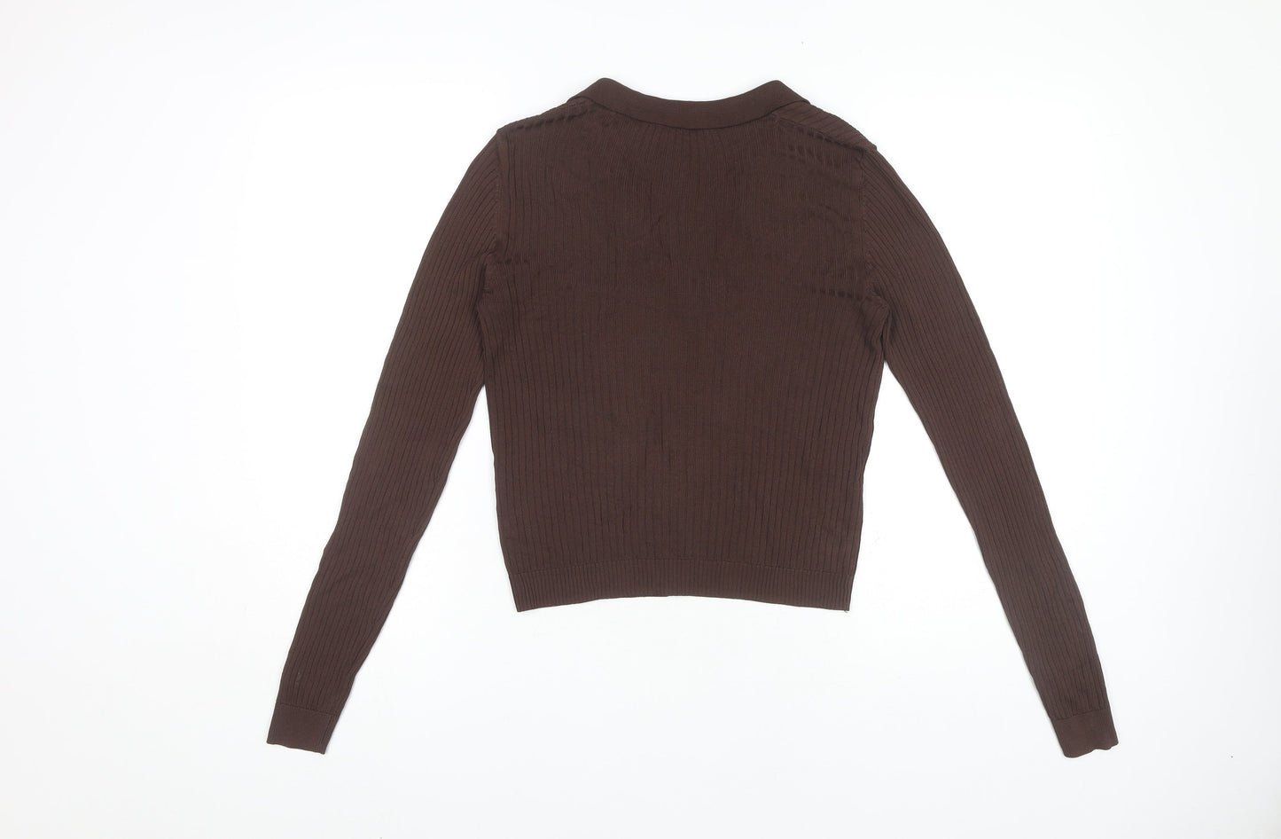 Zara Women’s Brown Long Sleeve V-Neck Knit Top