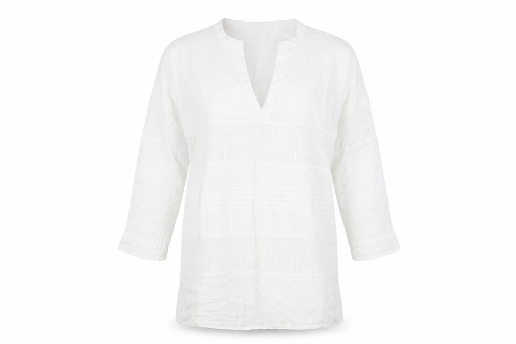 Zara Women's White Cotton V-Neck Tunic Top S