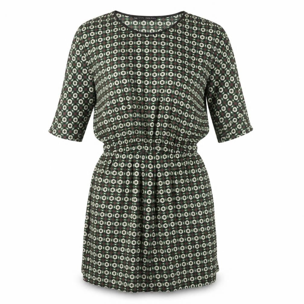 Zara Basic Women's Green Geometric Short Dress