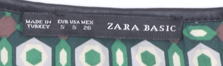 Zara Basic Women's Green Geometric Short Dress