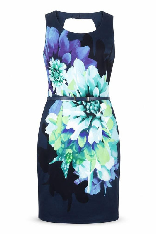 Oasis Women's Multicoloured Floral Sheath Dress Size 14