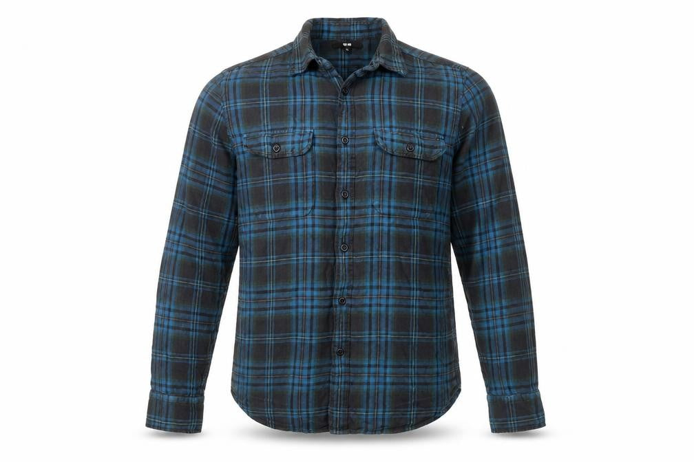 Uniqlo Men's Blue Plaid Flannel Button-Up Shirt S