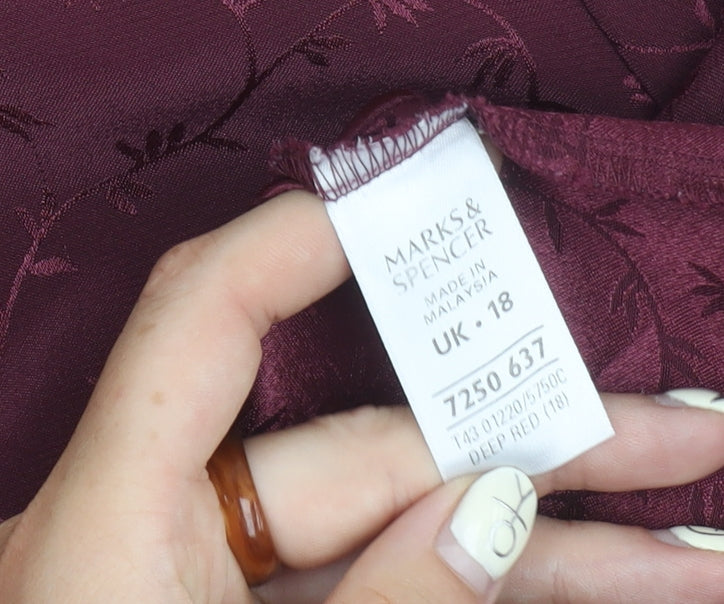 Marks & Spencer Women's Red Floral Blouse, Size 18