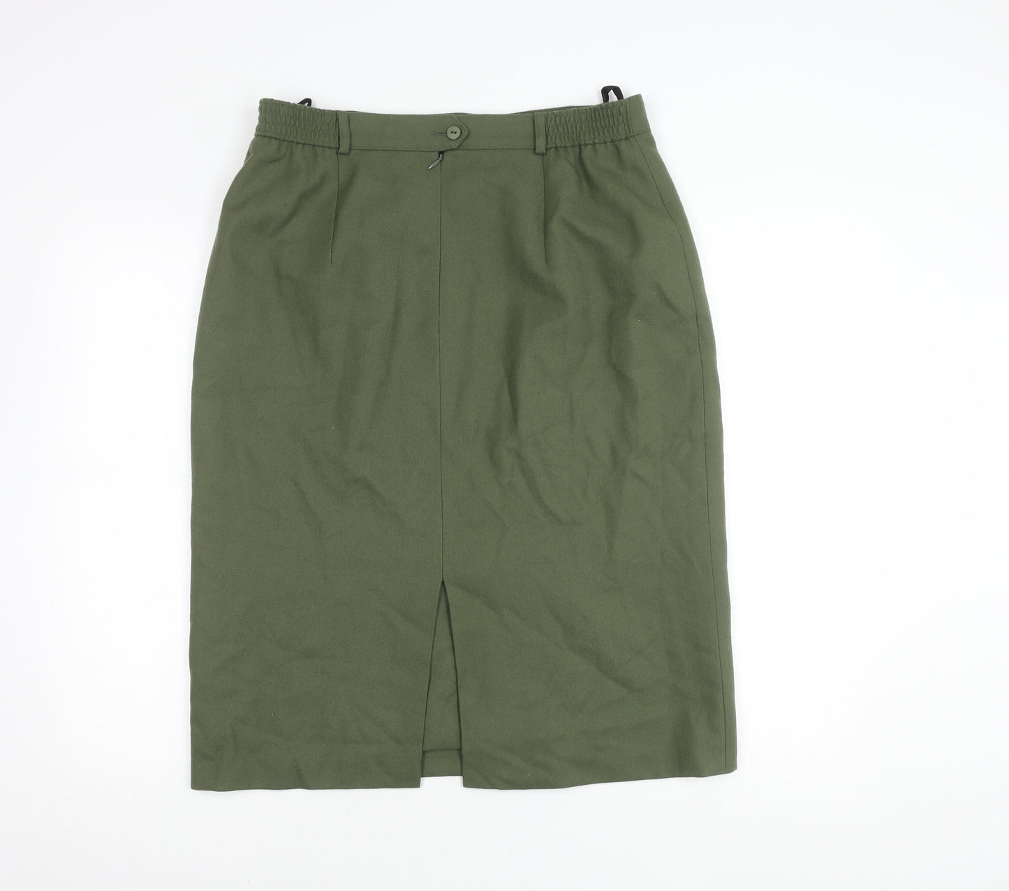 Lucia Women's Green Wool Pencil Skirt, Size 16
