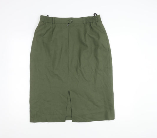 Lucia Women's Green Wool Pencil Skirt, Size 16