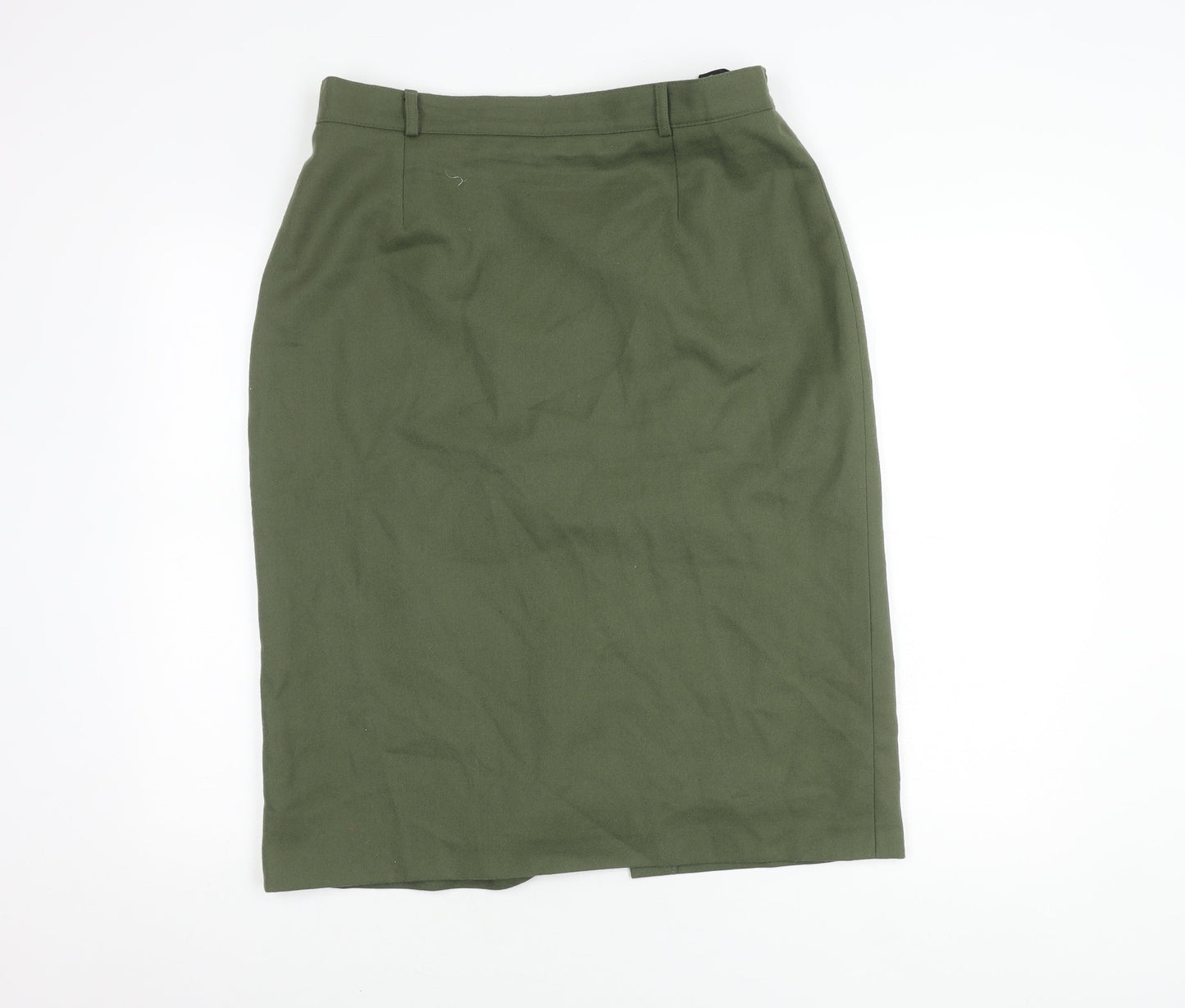 Lucia Women's Green Wool Pencil Skirt, Size 16