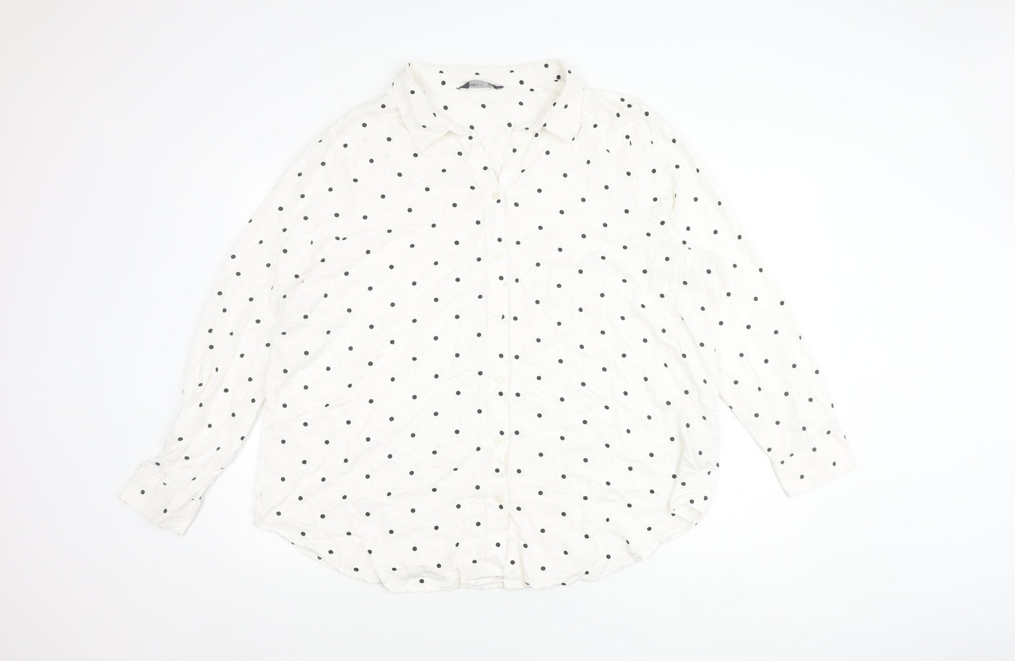 Marks & Spencer Women's Ivory Polka Dot Button-Up Shirt UK 22