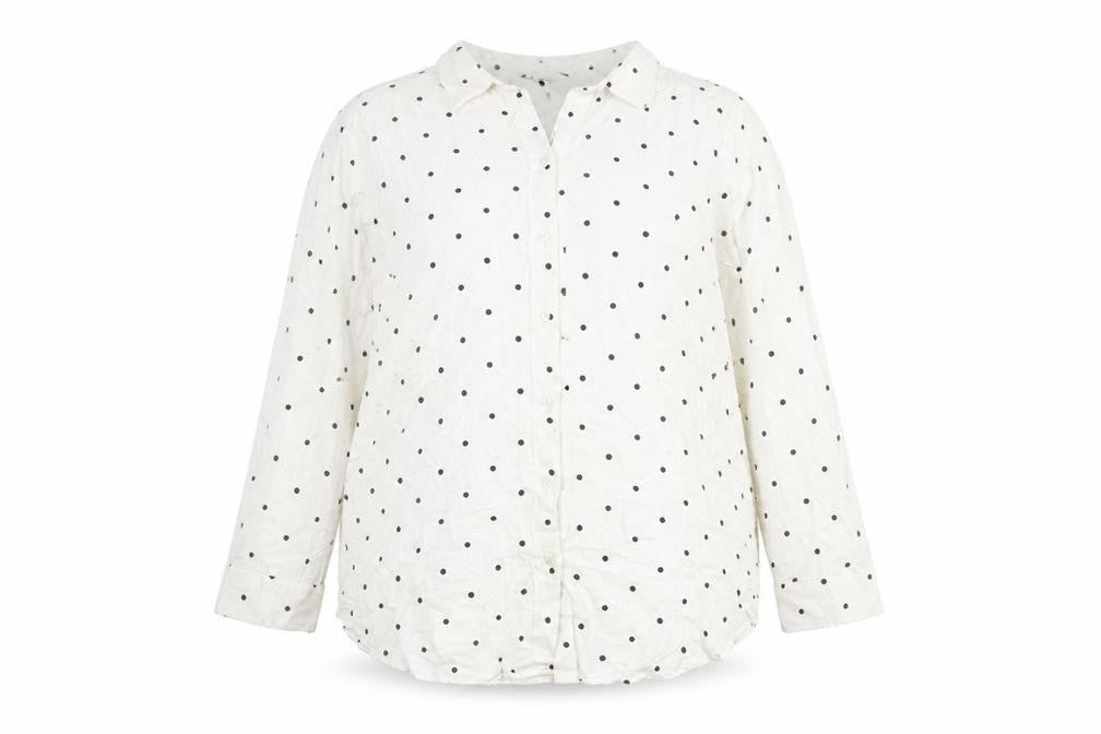 Marks & Spencer Women's Ivory Polka Dot Button-Up Shirt UK 22