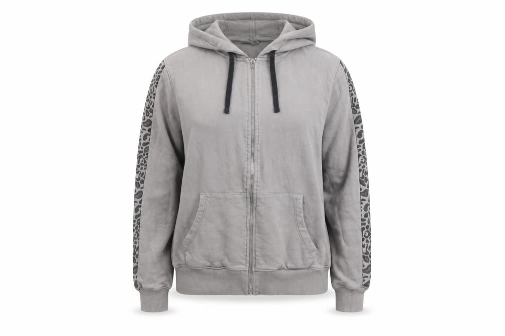 Fluid Women's Grey Animal Print Hooded Jacket, Size 16