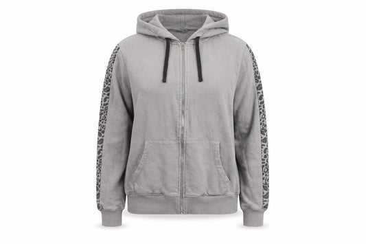 Fluid Women's Grey Animal Print Hooded Jacket, Size 16