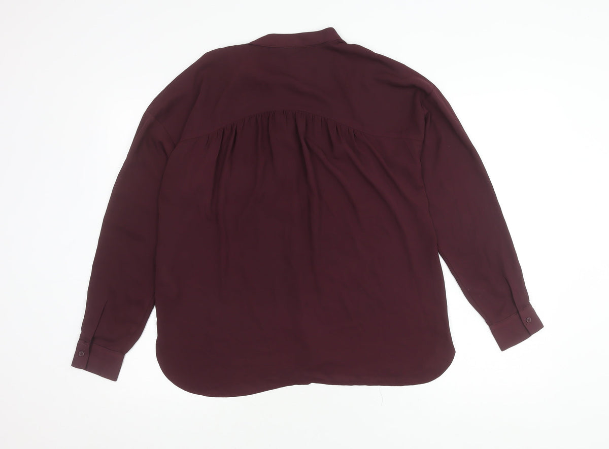 Warehouse Women's Purple Button-Up Shirt Size 12