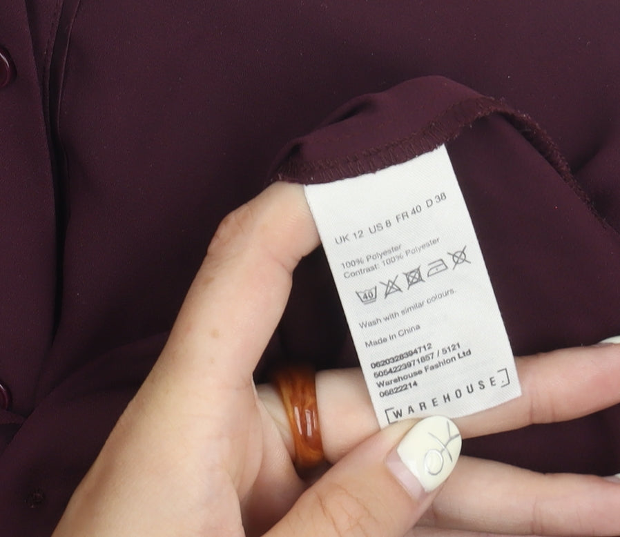 Warehouse Women's Purple Button-Up Shirt Size 12