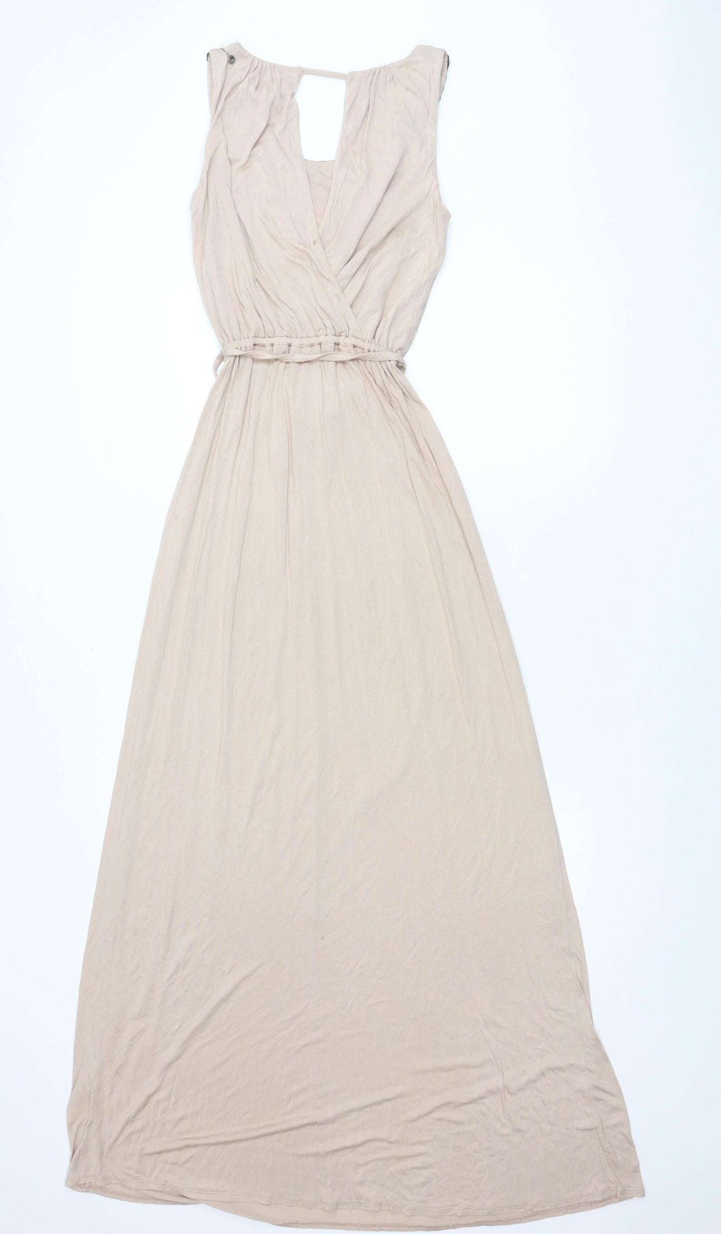 Warehouse Women's Beige Long High Neck Dress Size 8