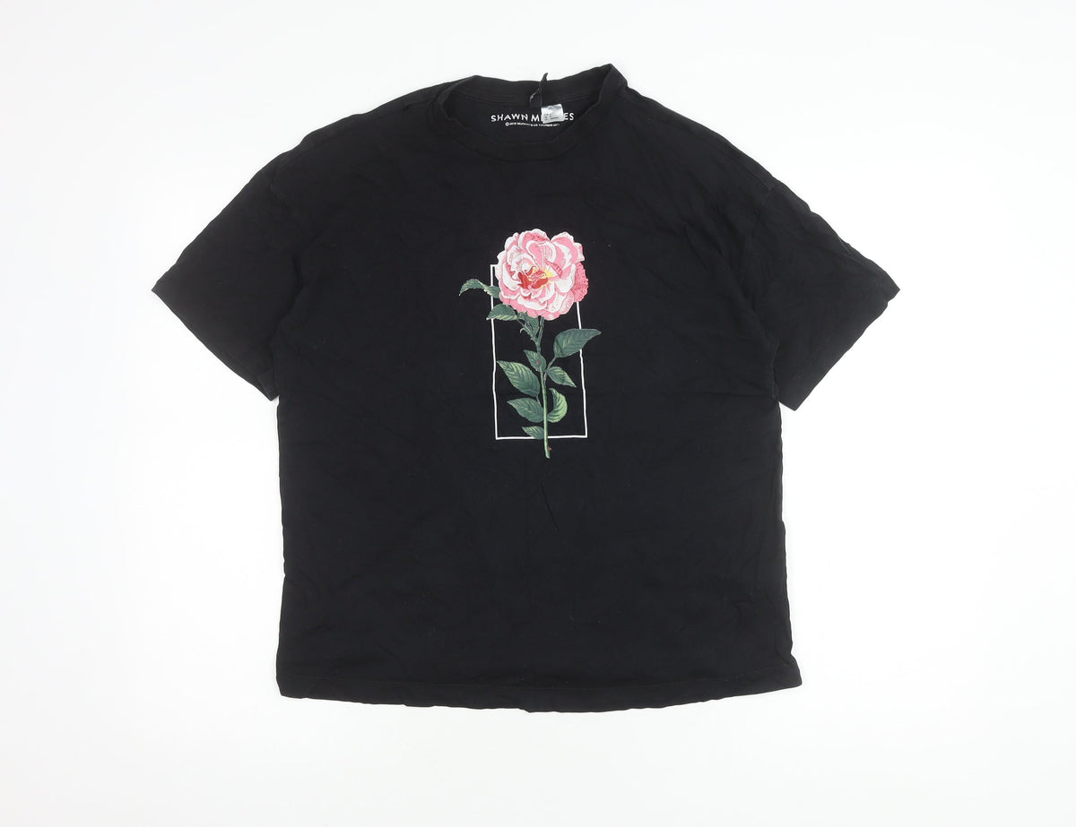 H&M Unisex Black Concert Embroidered T-Shirt Size S