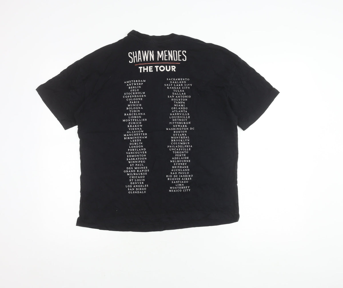 H&M Unisex Black Concert Embroidered T-Shirt Size S