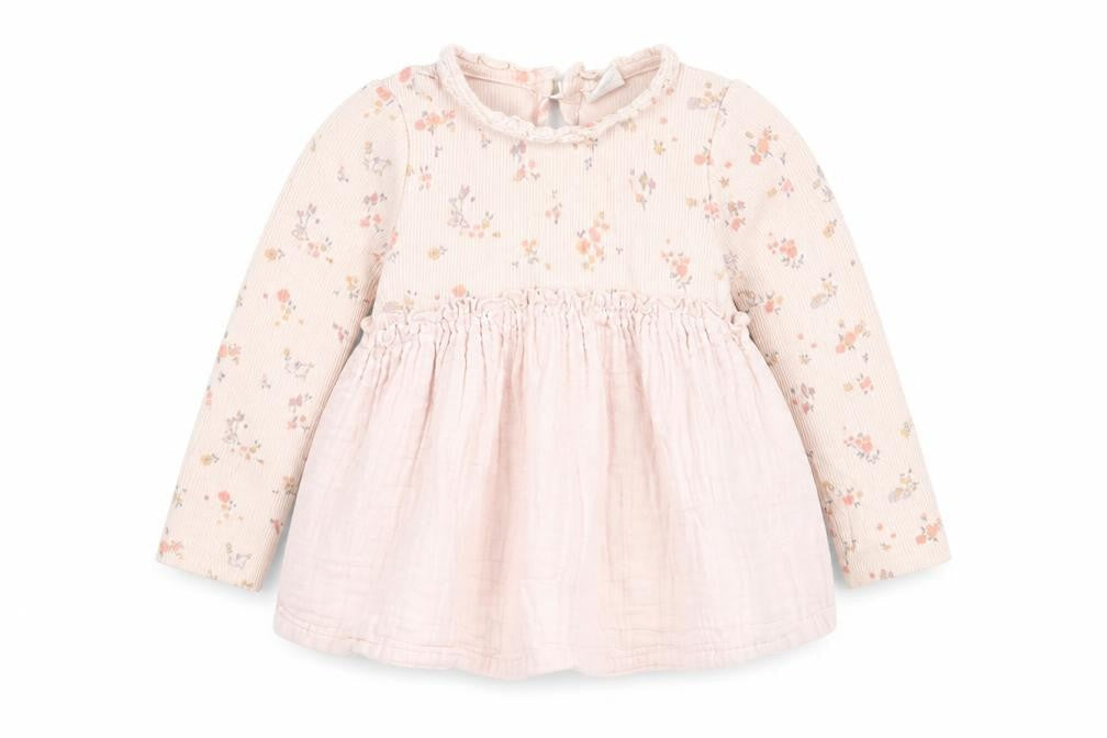 Next Girls Pink Floral Blouse Long Sleeve 12-18 Months