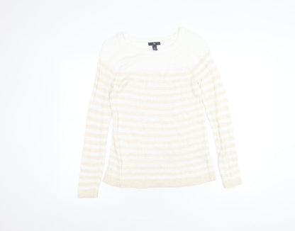 Gap Women Beige Striped Pullover Jumper XS