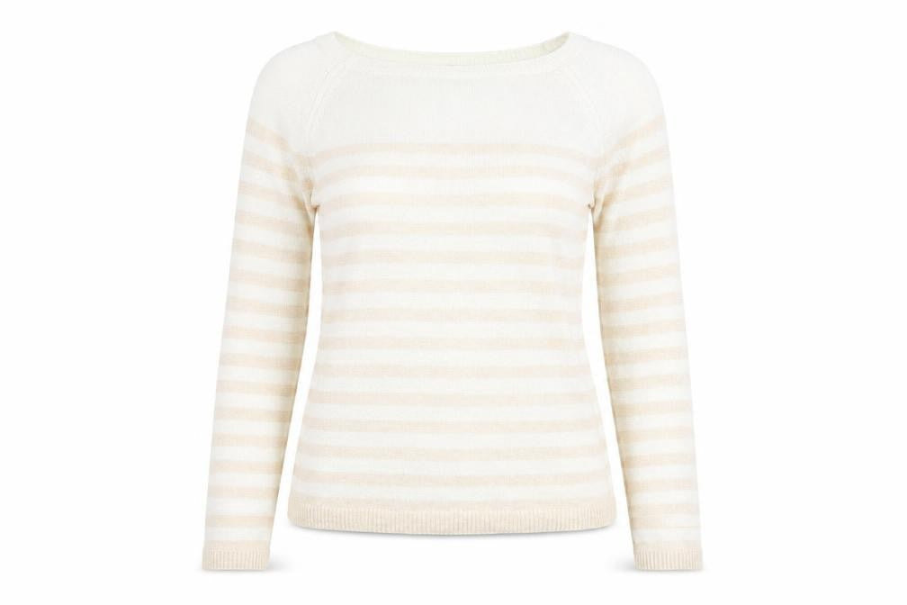Gap Women Beige Striped Pullover Jumper XS
