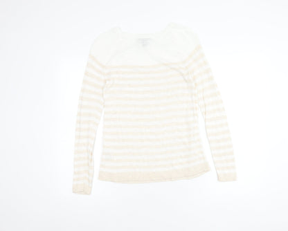 Gap Women Beige Striped Pullover Jumper XS